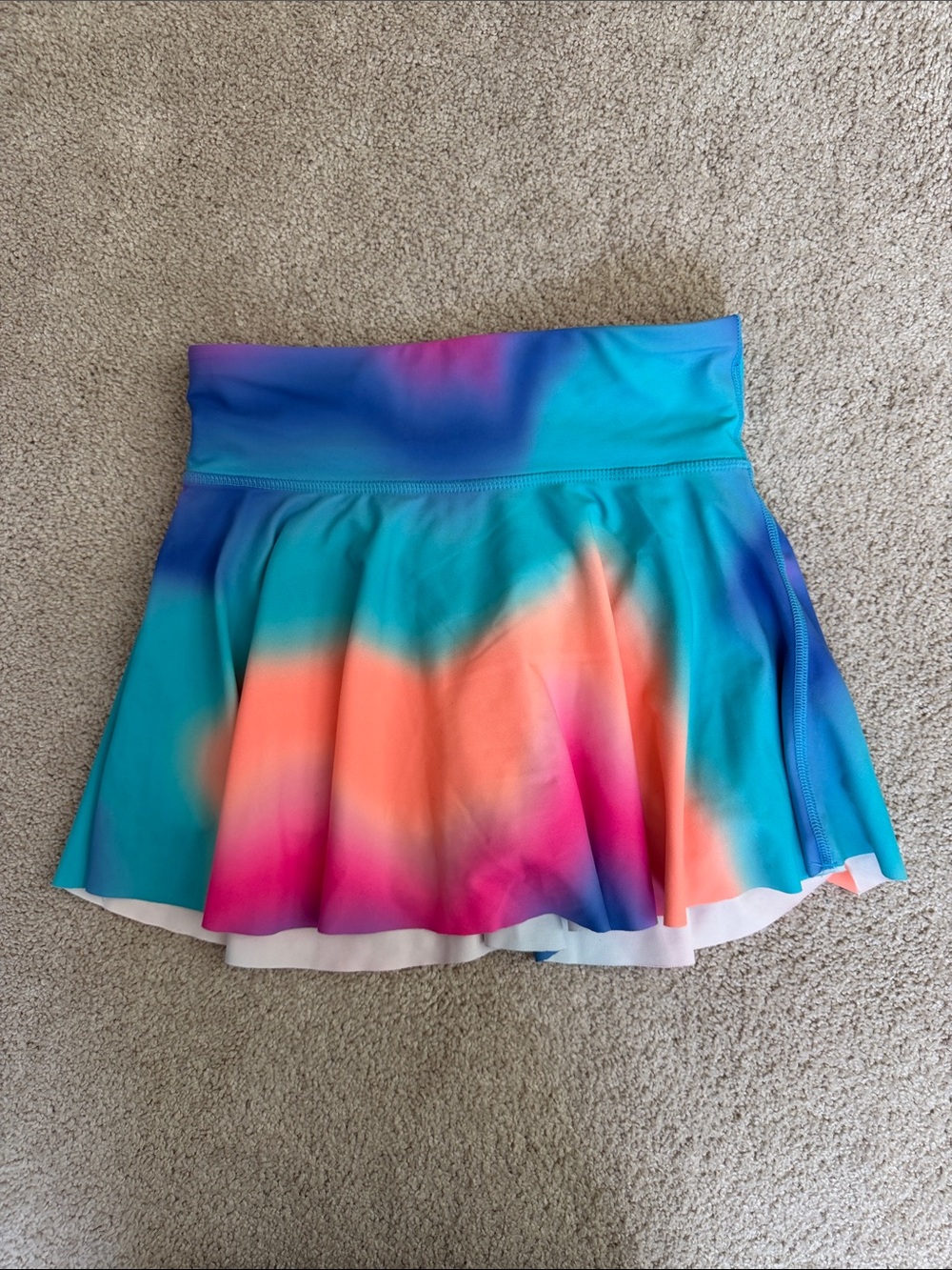 Old Navy Teal Blue Coral Pink Tie-Dye Skirt